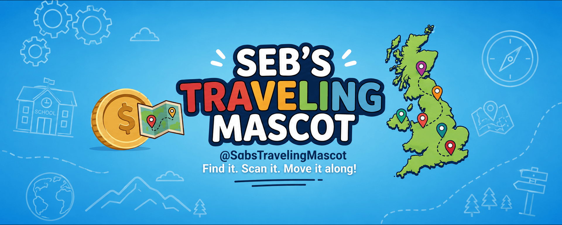Seb's Traveling Mascot Banner